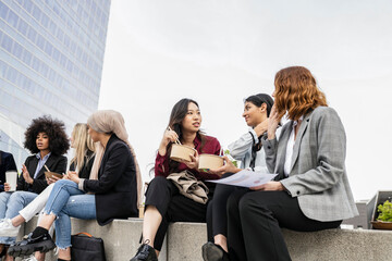 Diverse Group of Businesswomen Enjoying a Collaborative Lunch Break