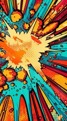 Vibrant comic book style explosion background with dynamic lines and dots