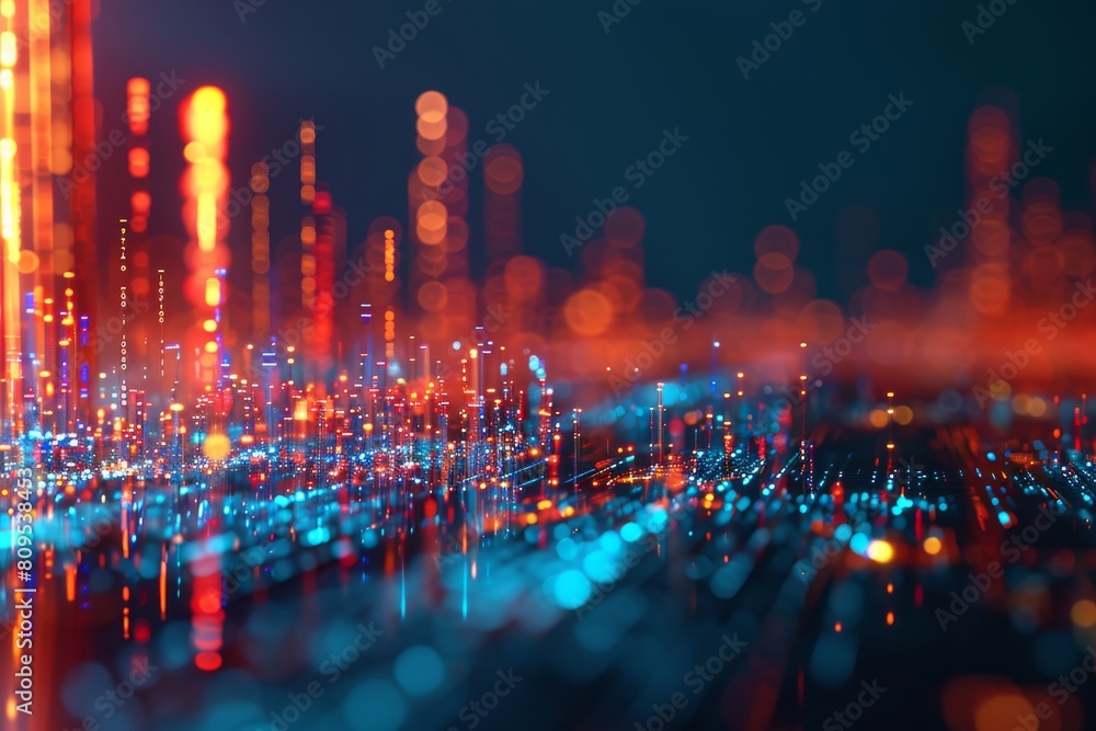 Poster Data flow concept background, Network security, Wave of dots, and weave lines. Abstract Background for design on the topic of cyberspace, AI generated