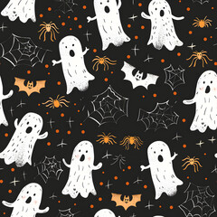 Halloween decorations seamless pattern background.