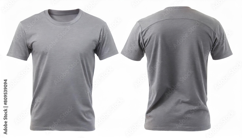 Wall mural  grey t-shirt front and back view. mockup