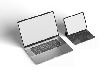 Blank laptop on light grey background