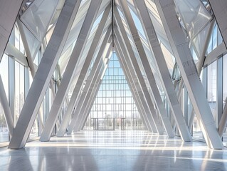 Obraz premium A wideangle view of the interior space with floortoceiling windows. 