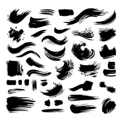 Black Distress Brushes. Grunge Texture. Splash Banner. vector illustration.