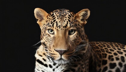 Fototapeta premium Leopard close up head on black background