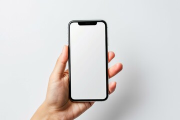 Blank Smartphone Mockup on Hand created with Generative AI