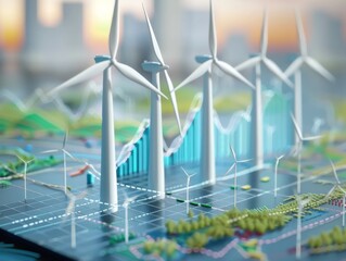 Animated graphs showing trends in renewable energy adoption over time. 