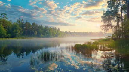 Pristine Nature with Serene Lake Scenery