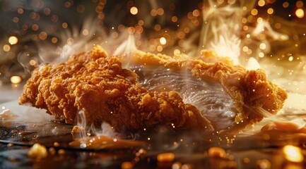 Homemade breaded chicken schnitzel