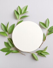 Fresh Perspectives: Green Leaves on Light Grey Background