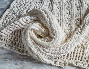 knitted crumpled towel with large weave close-up