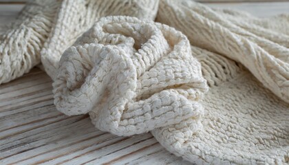 knitted crumpled towel with large weave close-up
