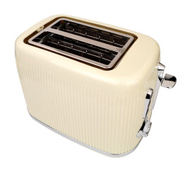 Cream coloured two slot pop up electric toaster with chrome detail