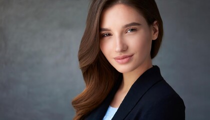 Fototapeta premium beautiful young woman with clean fresh skin, on gray background 