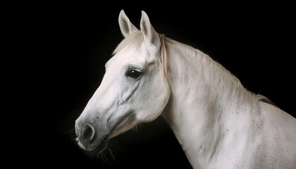 horse close up head on black background