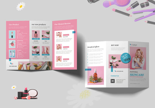Cosmetic Products Trifold Brochure Template Layout