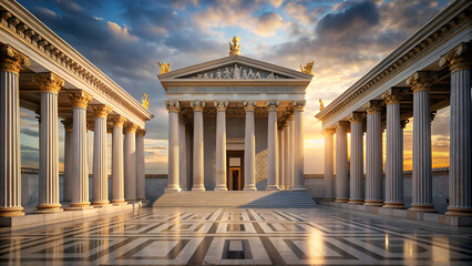 Ancient greek architecture with pillars and a classical interior