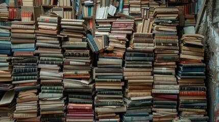 View of multiple unrecognizable books