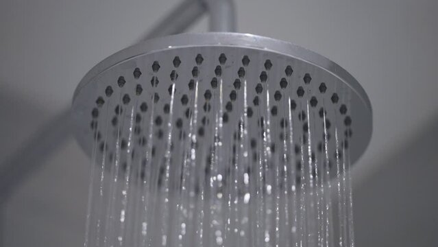 Shower Head On And Then Turning Off. Close Up Static.