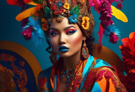 illustration, artistic portrait showcasing individuality personal style, creativity, expression, unique, character, fashion, personality, creative, image