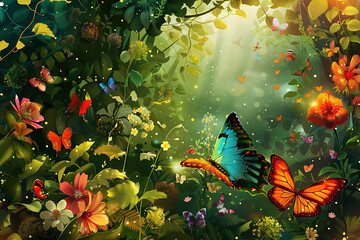 butterfly on the leaves