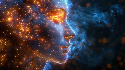 Futuristic high-definition digital fusion, clever integration of artificial intelligence, machine learning, and big data elements in a high-tech style, science, artificial intelligence technology, inn