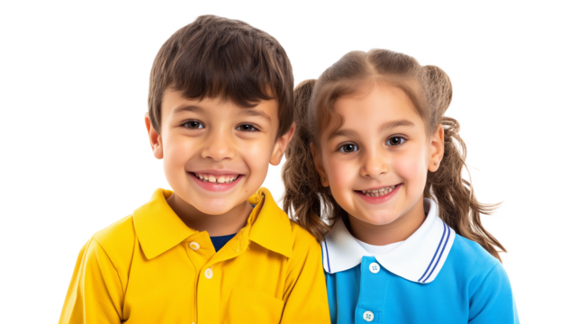 Primary school smiling boy girl isolated on a transparent background - Powered by Adobe