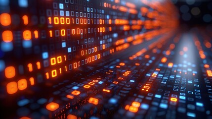 Obraz premium Futuristic high-definition digital fusion, clever integration of artificial intelligence, machine learning, and big data elements in a high-tech style, science, artificial intelligence technology, inn