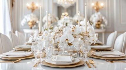 Elegant White Orchid Table Setting for Sophisticated Event