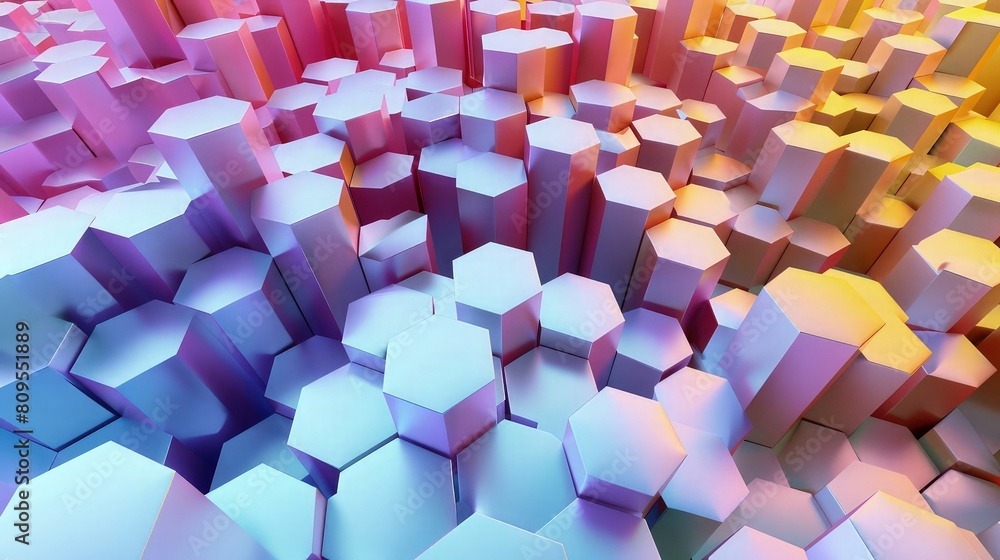 Poster abstract background with cubes in shape of hexagon like building
