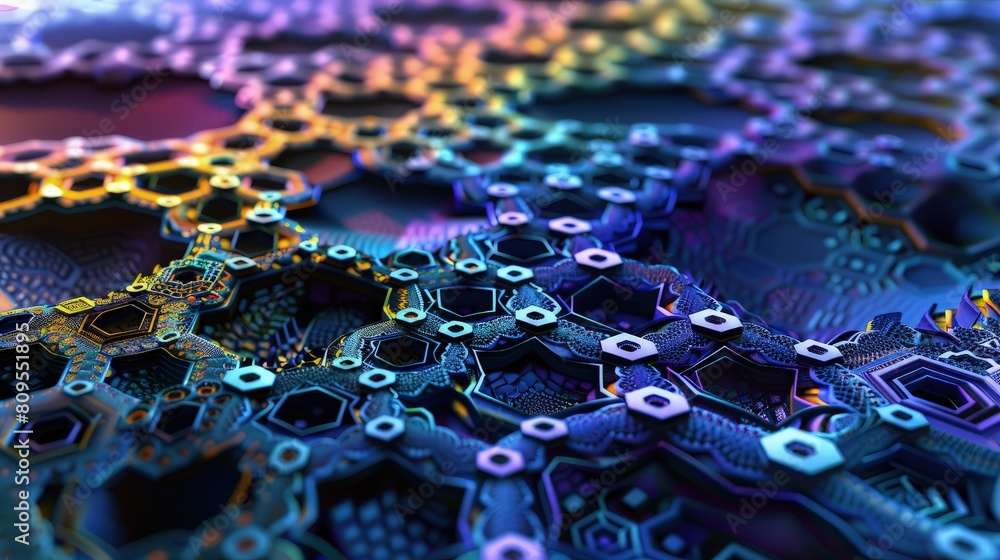 Aufkleber an intricate network of hexagons boxes like mash abstract background