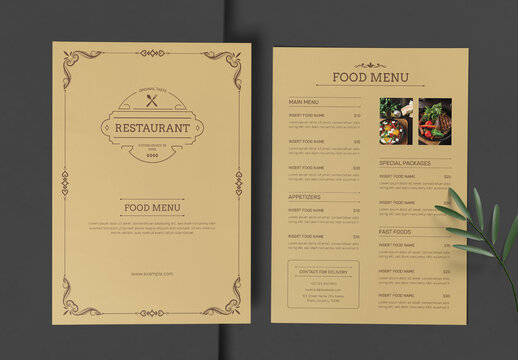 Food Menu Flyer Layout Template