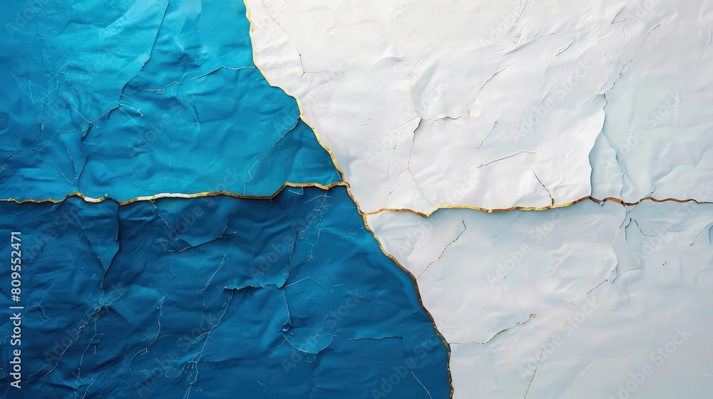Poster blue and white abstract background interrupt with golden line