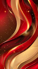 Abstract red and gold wavy background. Abstract wavy metallic background in red and gold colors