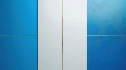 Blue and white abstract background interrupt with golden line 