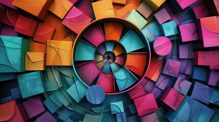 Obraz premium An artistic painted circles background with a dynamic pattern of circular shapes, creating depth and visual interest in a colorful design. 