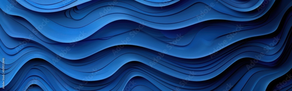Aufkleber blue paper waves creating an abstract background with flowing wavy lines