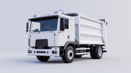 White modern truck for garbage disposal isolated, aesthetic look