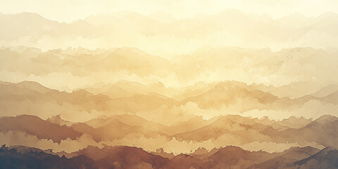 Ambient background, sunrise sunset beautiful backdrop wide panorama, soft color graphic design digital art illustration, generated ai