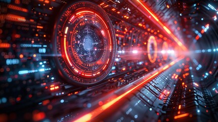 Obraz premium Futuristic high-definition digital fusion, clever integration of artificial intelligence, machine learning, and big data elements in a high-tech style, science, artificial intelligence technology, inn