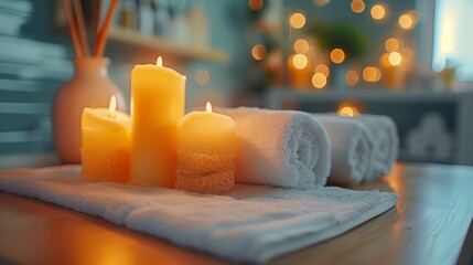 Close up of candles on a table