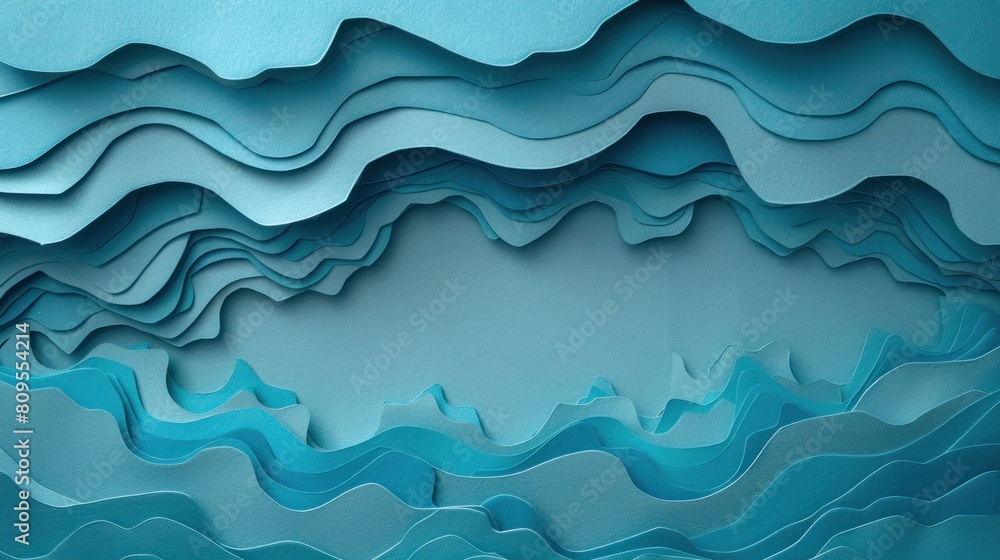 Aufkleber a paper sculpture featuring waves on a blue background, creating a textured and dynamic visual effec