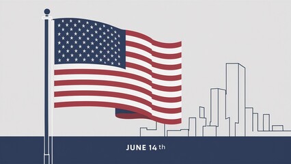  American Flag Wave, Flag Day in the United States .Ai generated