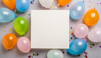 Canvas Carnival: White Frame Decked with Balloons and Confetti