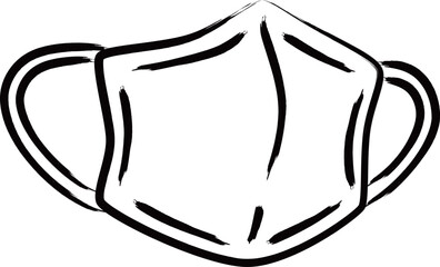 医療関連の筆書きイラストアイコン　マスク