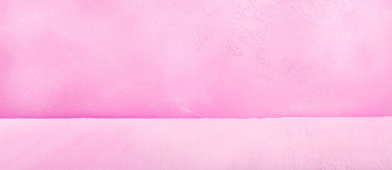 大きなピンク色の壁と床　コピースペース