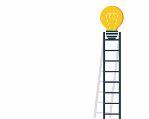 business creative idea solution ladder reaching idea bulb on the top vector illustration