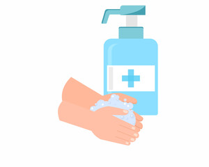 washing hands rubbing with soap to stop spreading diseases hygiene is important vector illustration