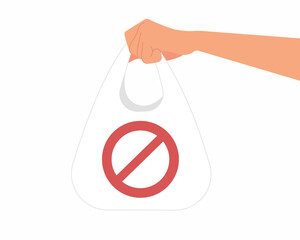 hand holding plastic bag say no to plastic bags avoid plastic for save environment vector illustration
