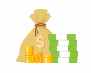 Stack of cash dollar banknotes symbol of saving money investment growth vector illustration
